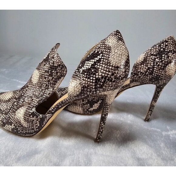 JustFab Snakeskin Point Toe Stilettos and Purse-Brown-SZ10 - Picture 3 of 11